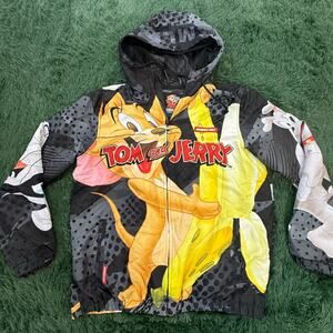 Members Only Tom & Jerry Full Zip Hooded Lightweight Jacket Adult Medium